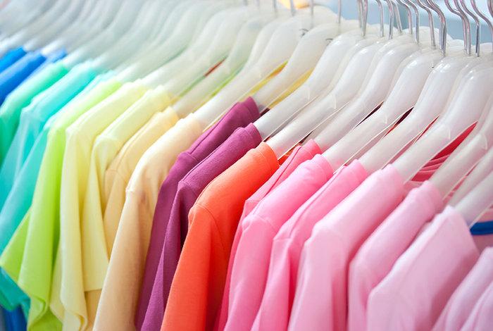 Colorful organized clothing rack
